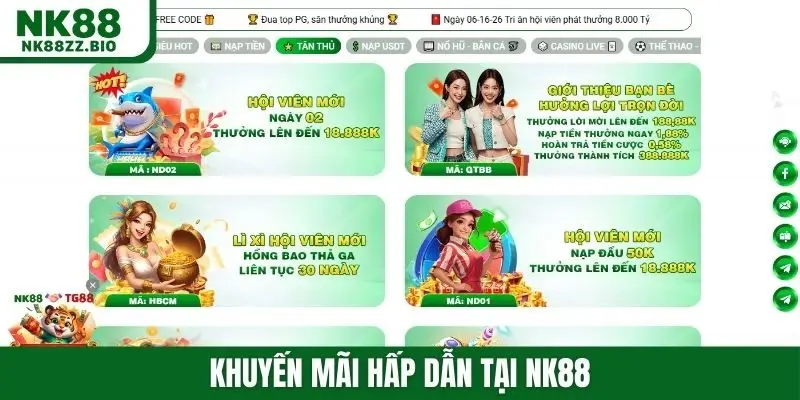Khuyến mãi hấp dẫn tại NK88